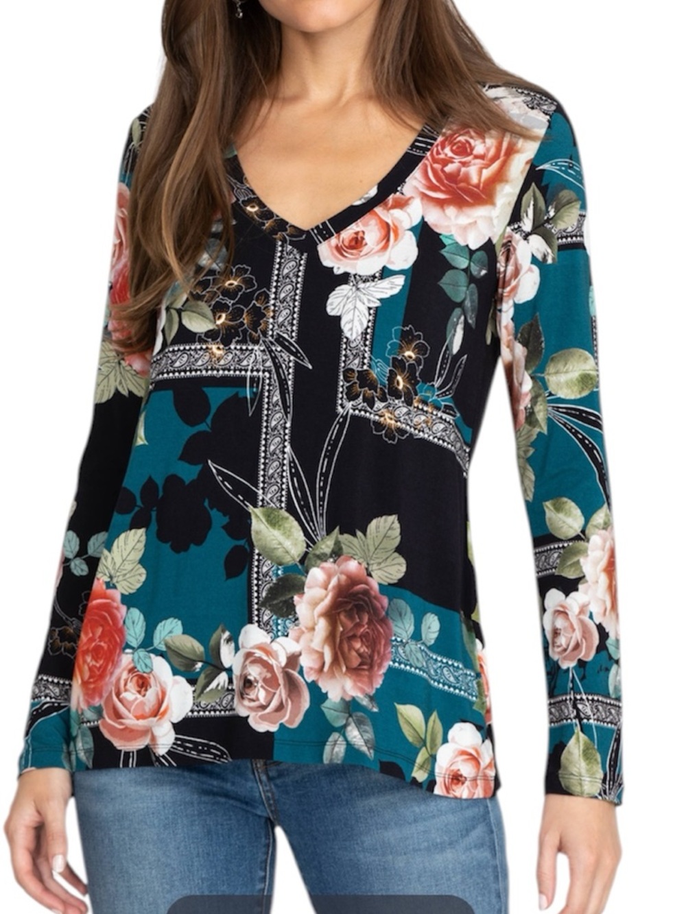 Johnny was The Janie Favorite Long Sleeve V-Neck Tee size XS